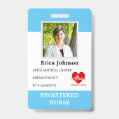 病カスタム院ナース社員のロゴと写真ID バッジ (表面)