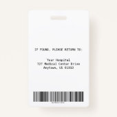 病パーソナライズされた院従業員写真ID バッジ (裏面)