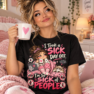 病欠の日にした 面白い サルカスティックな イントロバート Tシャツ