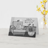 病気でかわいい猫のためのカラーリングカード カード (黄色い花)