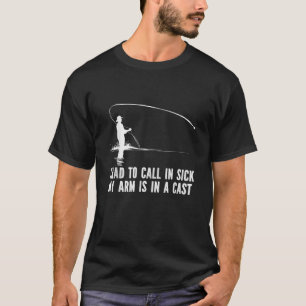 病気で腕がギプスの魚釣り Tシャツ