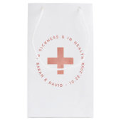 病気と健康の二日酔いキットのピンクの白で スモールペーパーバッグ (裏面)