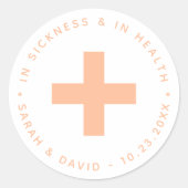 病気と健康クロスの桃の二日酔いキット ラウンドシール (正面)