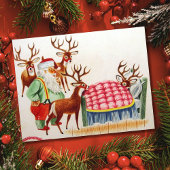 病気のトナカイとヴィンテージクリスマスサンタ シーズンカード