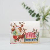 病気のトナカイとヴィンテージクリスマスサンタ シーズンカード (スタンド正面)