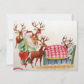 病気のトナカイとヴィンテージクリスマスサンタ シーズンカード (正面)