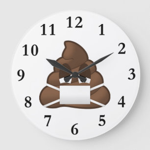 病気のマスクのウンチEmoji ラージ壁時計