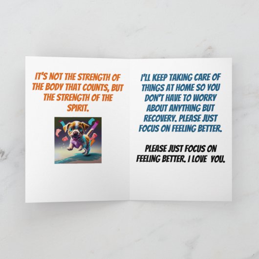 病気のワンちゃんは自分が元気になるのを愛していた カード (内部)