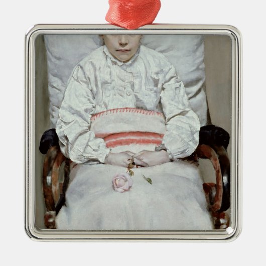 病気の女の子 メタルオーナメント (正面)