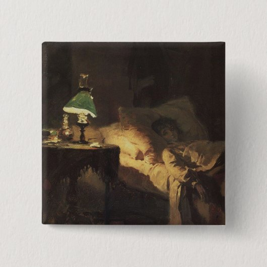 病気の女性（Vasily Polenov著） 缶バッジ (正面)