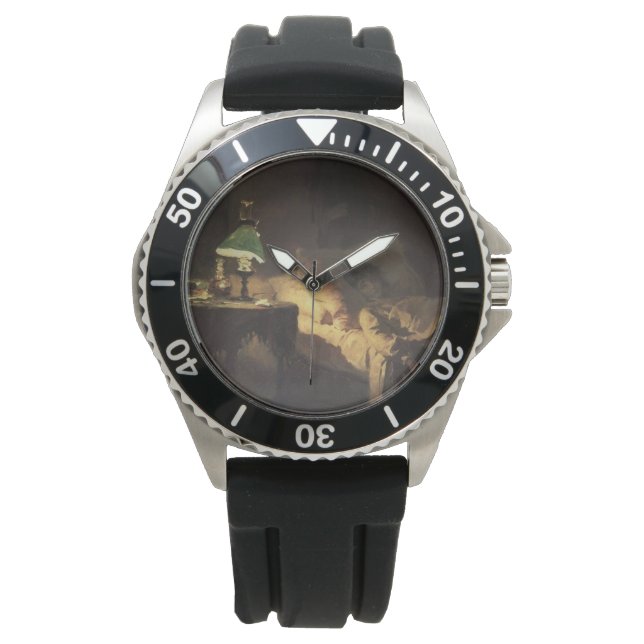 病気の女性（Vasily Polenov著） 腕時計 (正面)