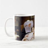 病気の子供のために気になっている尼僧 コーヒーマグカップ (左)