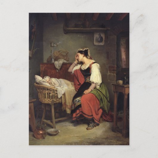 病気の子供 ポストカード (正面)