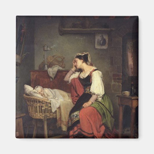 病気の子供 マグネット (正面)