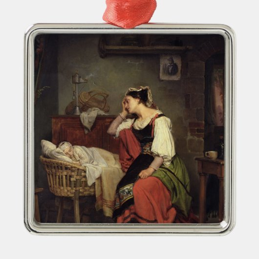 病気の子供 メタルオーナメント (正面)