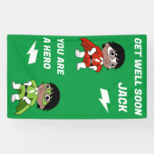 病気の少年すごいの英雄が元気になる 横断幕 (横)