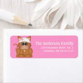 病気の猫の差出人住所ラベル ラベル (インサイチュ)