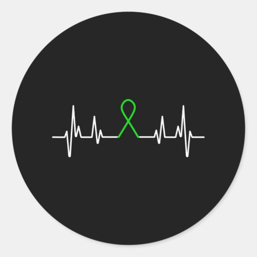 病気グリーンリボンメンタルヘルス認識度月 ラウンドシール (正面)