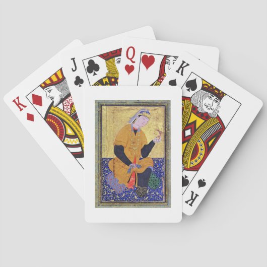 病気シールを握るHamida Banuの王妃のポートレート トランプ (裏面)