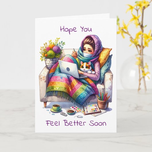 病気吸だ!早感じく良い！ カード (黄色い花)