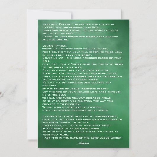 病気回復カード用の強力な祈りの言葉 (裏面)
