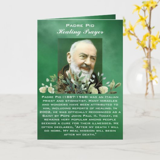 病気回復カード用の強力な祈りの言葉 カード (黄色い花)