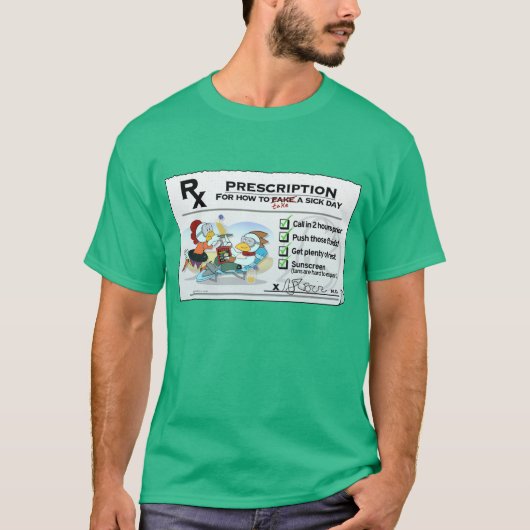 病気欠勤日-煙突の鶏の人のティー Tシャツ (正面)