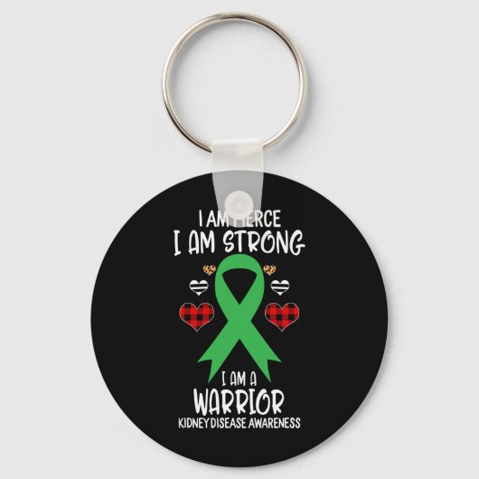 病気認識度リボン私は激しい強い戦士 キーホルダー (正面)