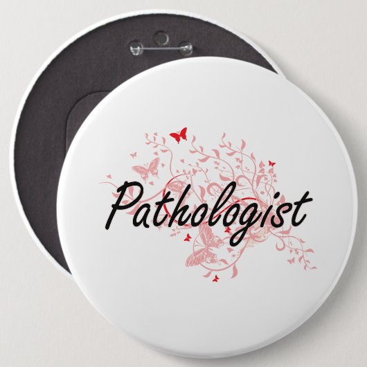 病理学者の蝶との芸術的な仕事デザイン 缶バッジ (正面&裏面)