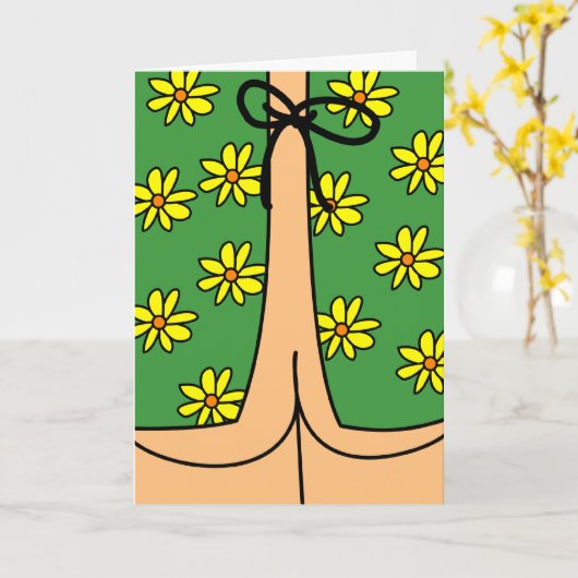 病院おもしろいのガウンとお尻は間感じもなく良い カード (黄色い花)