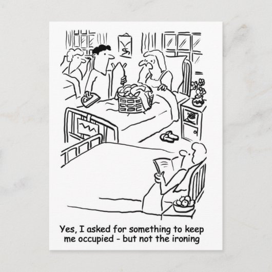 病院では男がアイロンをかけて妻になる ポストカード (正面)