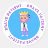 病院で勇敢な患者子供へのステッカー青 ラウンドシール (正面)