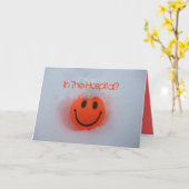 病院で？ – 雪の幸せな顔 カード (黄色い花)