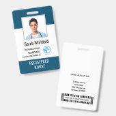 病院のパーソナライズされたロゴと従業員の写真ID バッジ (正面＆裏面)