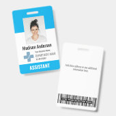 病院のパーソナライズされた従業員のロゴと写真ID バッジ (正面＆裏面)