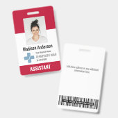 病院のパーソナライズされた従業員のロゴと写真ID バッジ (表裏)