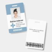 病院のパーソナライズされた従業員のロゴと写真ID バッジ (正面＆裏面)