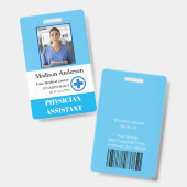 病院のパーソナライズされた社員のロゴと写真 バッジ (正面＆裏面)
