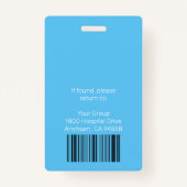 病院のパーソナライズされた社員のロゴと写真 バッジ (裏面)