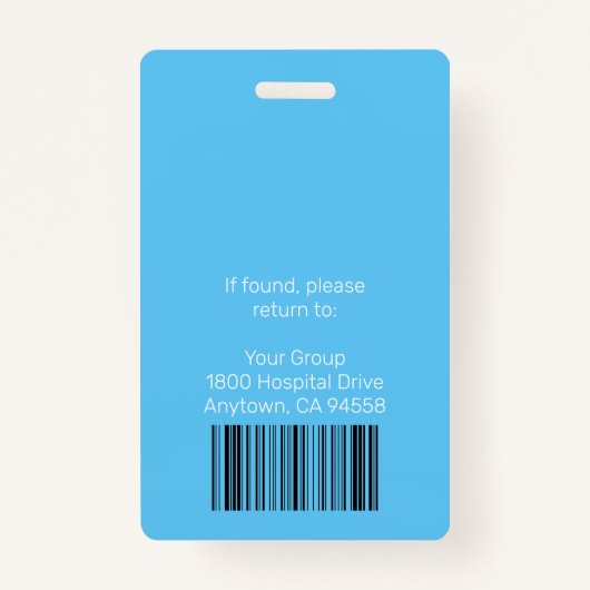 病院のパーソナライズされた社員のロゴと写真 バッジ (裏面)