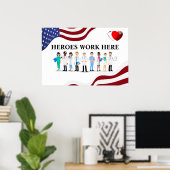 病院のヒーロー達がここで働いています アイコン スタッフをカスタマイズ ポスター (ホームオフィス)
