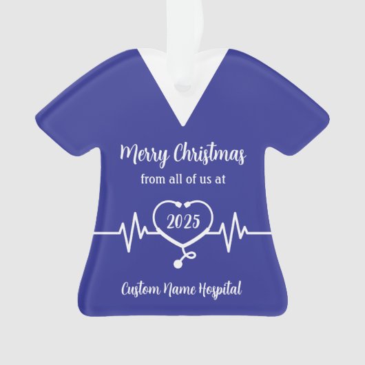 病院のロパーソナライズされたゴと名前クリスマス オーナメント (正面)
