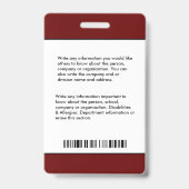 病院の会社員の写真ロゴIDカード バッジ (裏面)