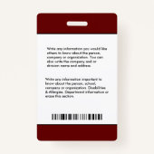 病院の会社員の写真ロゴIDカード バッジ (裏面)