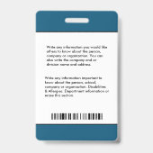 病院の会社員の写真ロゴIDカード バッジ (裏面)