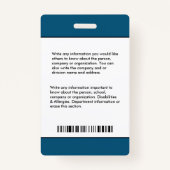 病院の会社員の写真ロゴIDカード バッジ (裏面)