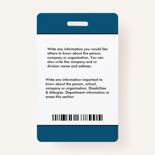 病院の会社員の写真ロゴIDカード バッジ (裏面)