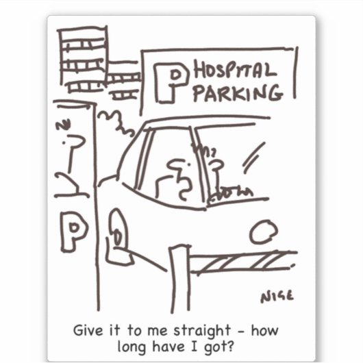 病院の車の駐車場の漫画。 シール (正面)