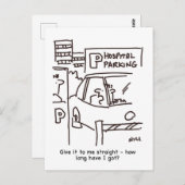病院の駐車漫画 ポストカード (正面/裏面)