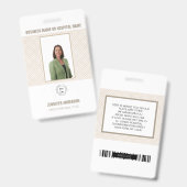 病院または会社の写真IDとバーコードタン バッジ (表裏)